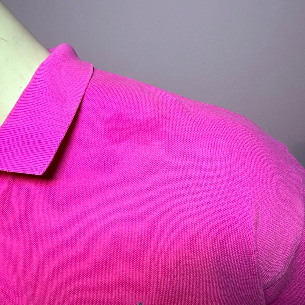 Polo Ralph Lauren Mens XL Hot Pink Short Sleeve Pique Polo Shirt Green Pony Logo - Picture 12 of 12